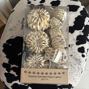 Creative Co-Op Gold and White Paper Lights Set Battery Powered